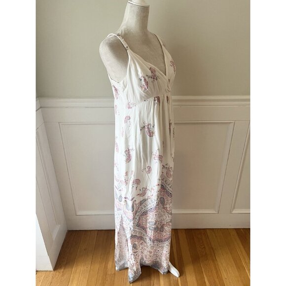 Seraphine Maternity Maxi Dress UK 12/US 8 White Pink Paisley Print Sleeveless - Picture 3 of 5